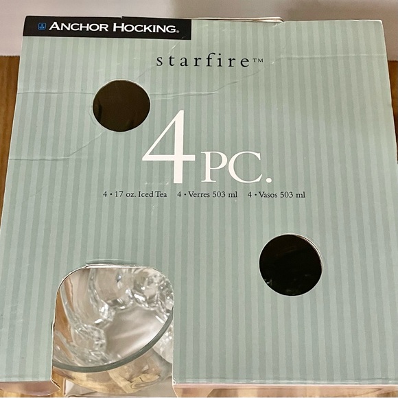 Anchor Hocking Starfire 17oz Iced Tea Drinking Glasses 1996 Star Shaped Base VTG - Picture 9 of 12